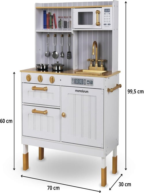 Cozinha infantil 3+ em madeira com acessórios e avental – micro-ondas, forno, lava-loiça - Kiabi Cozinha infantil 3+ em madeira com acessórios e avental – micro-ondas, forno, lava-loiça - Kiabi