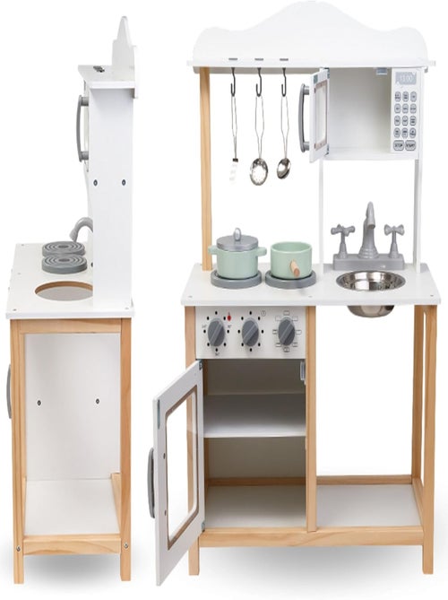 Cozinha infantil em madeira "pequeno gourmet" – design moderno e acessórios incluídos - Kiabi