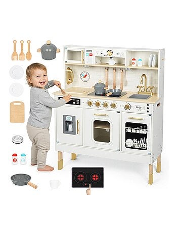 Cozinha infantil interativa em madeira xxl com acessórios e iluminação led