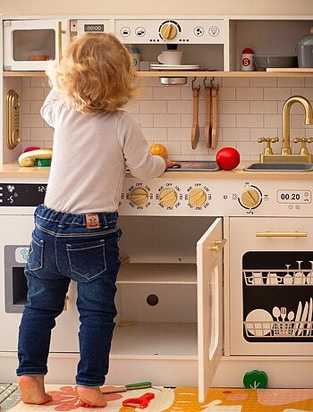 Cozinha infantil interativa em madeira xxl com acessórios e iluminação led