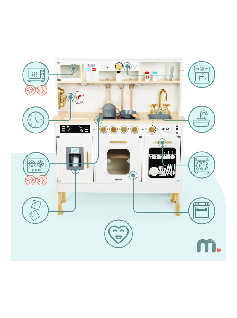 Cozinha infantil interativa em madeira xxl com acessórios e iluminação led N/D - Kiabi