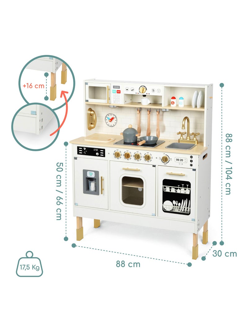 Cozinha infantil interativa em madeira xxl com acessórios e iluminação led N/D - Kiabi