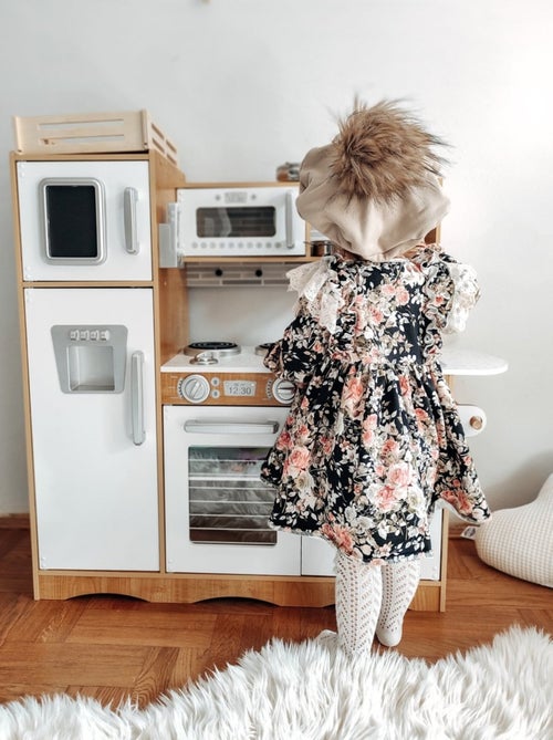 Cozinha infantil xxl em madeira "mamabrum" – design branco e madeira com led - Kiabi