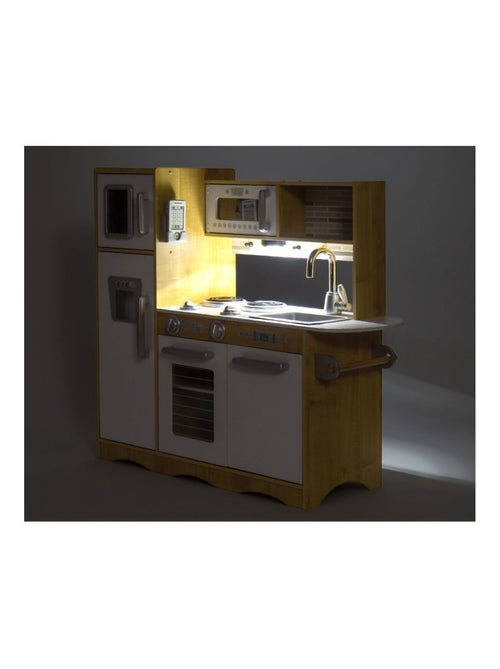Cozinha infantil xxl em madeira "mamabrum" – design branco e madeira com led - Kiabi
