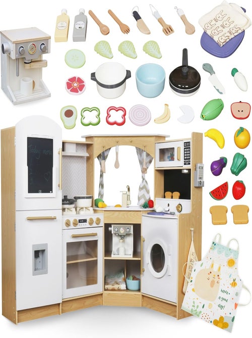 Cozinha infantil xxxl interativa em madeira – iluminação led e 50 acessórios - Kiabi