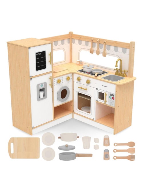 Cozinha interativa em madeira com frigorífico e micro-ondas mamabrum - Kiabi Cozinha interativa em madeira com frigorífico e micro-ondas mamabrum - Kiabi