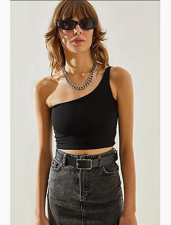 Crop top com alça única lucci