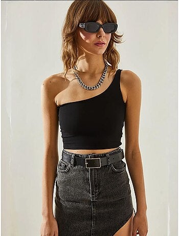 Crop top com alça única lucci