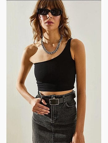 Crop top com alça única lucci