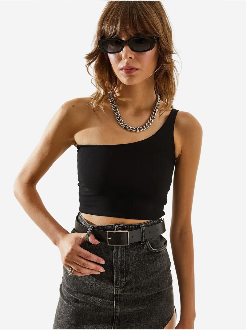 Crop top com alça única lucci Preto - Kiabi