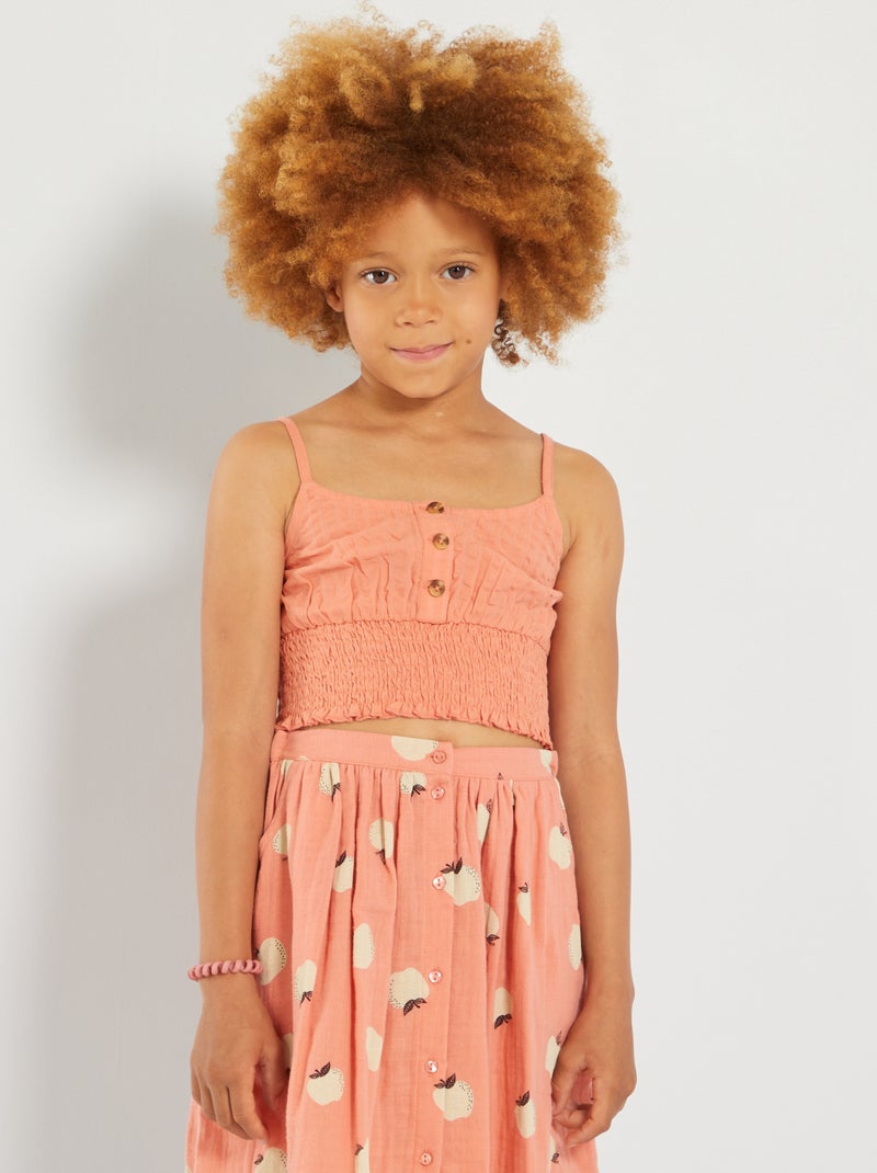 Crop top com favos de mel LARANJA - Kiabi