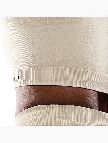 Crop top de desporto manga comprida sem costuras para mulher