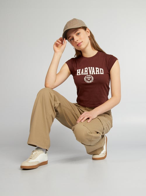 Crop-top de gola redonda 'Harvard' - Kiabi