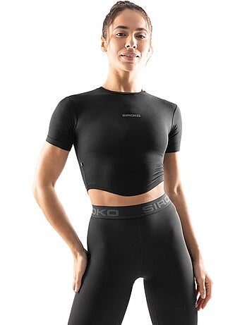 Crop top de treino de manga curta para mulher