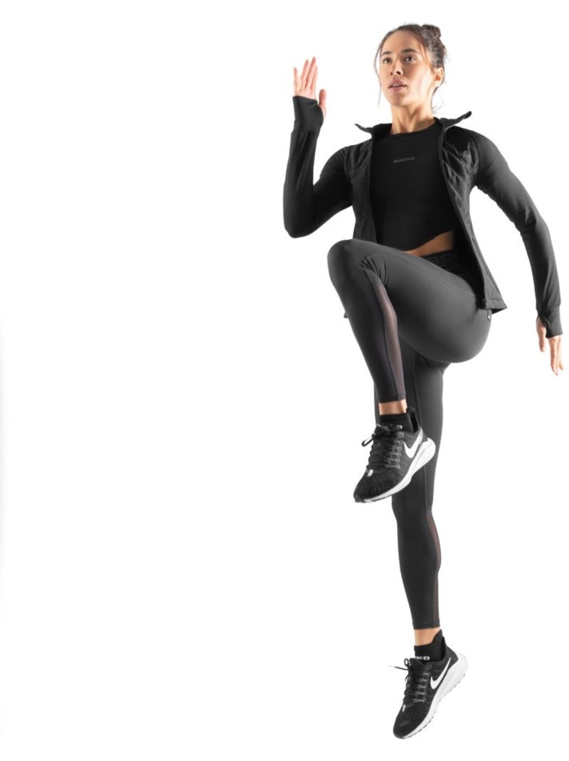 Crop top de treino de manga curta para mulher Preto - Kiabi