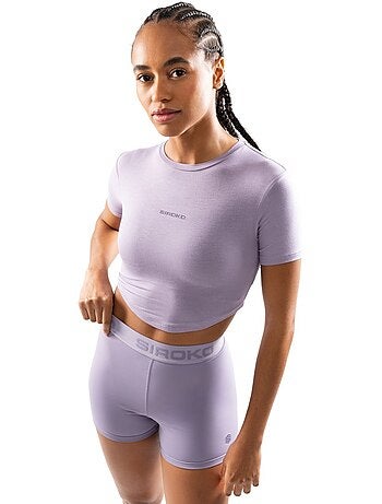 Crop top de treino de manga curta para mulher
