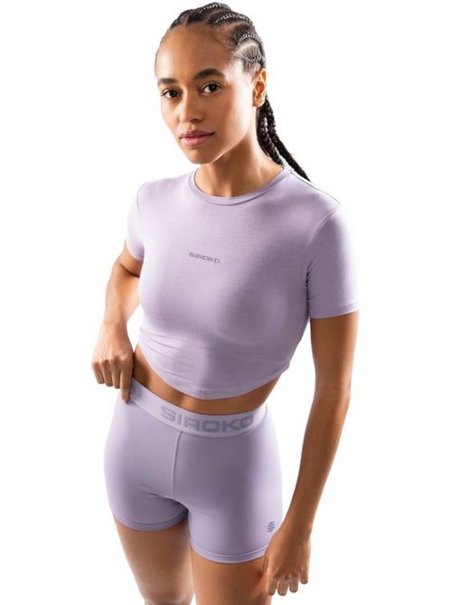 Crop top de treino de manga curta para mulher - Kiabi