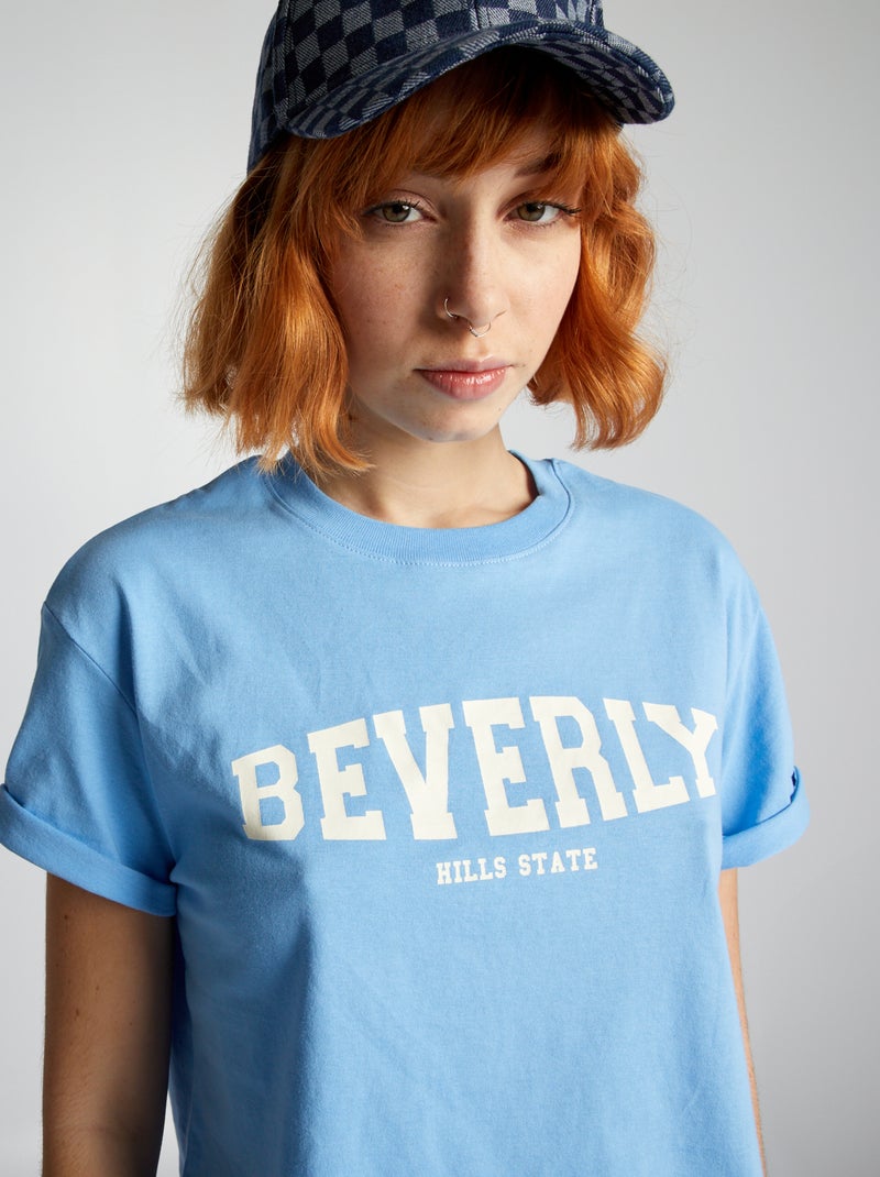 Crop-top em jersey AZUL - Kiabi