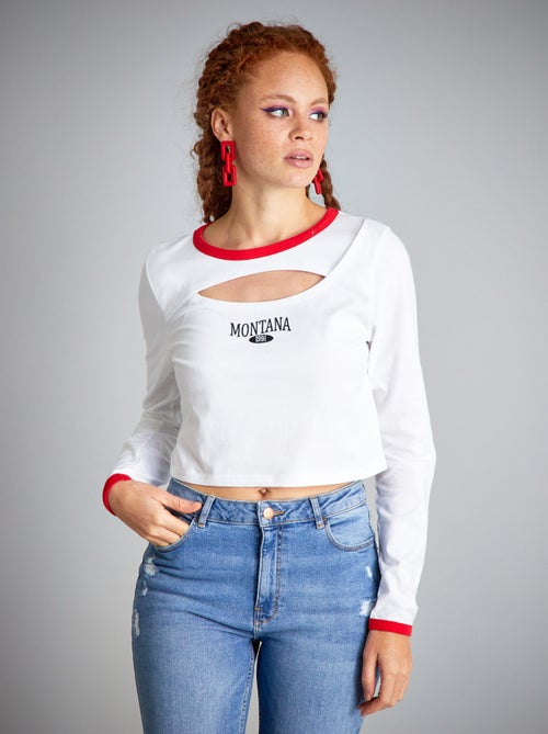 Crop-top em jersey com decote - Kiabi