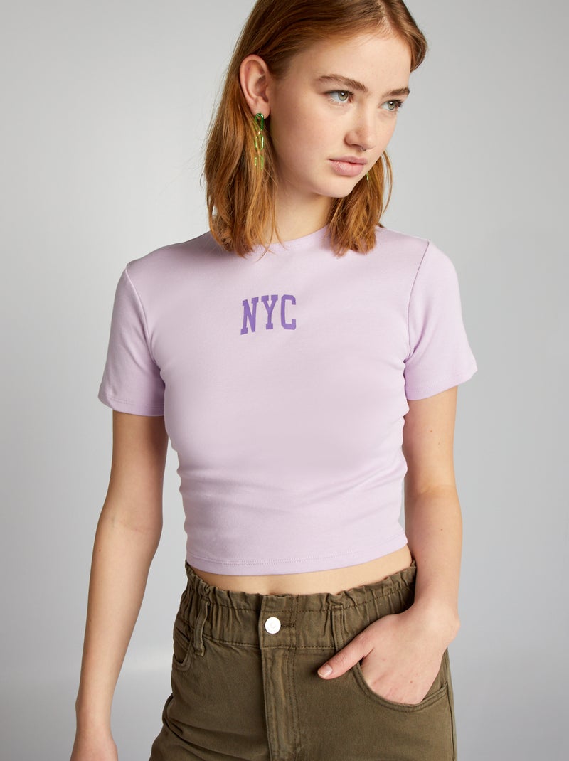 Crop-top em jersey com estampado 'NYC' VIOLETA - Kiabi