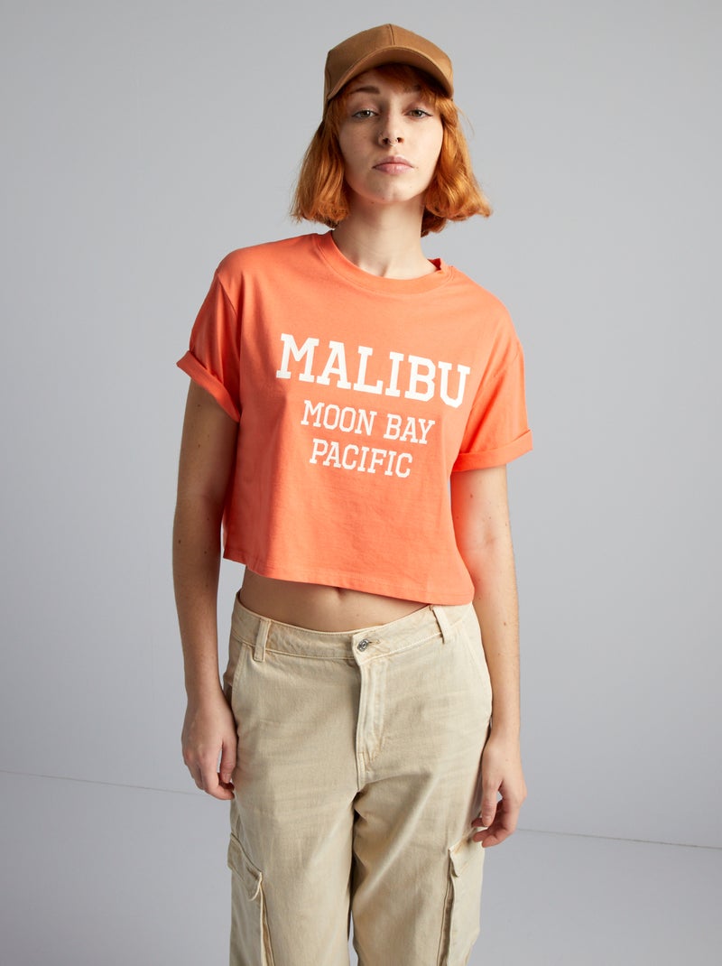 Crop-top em jersey ROSA - Kiabi