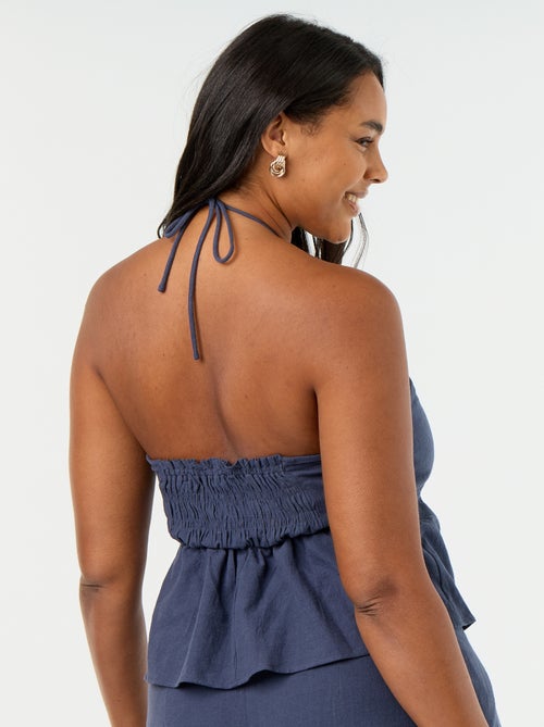 Crop top em linho misto com pérolas - Kiabi