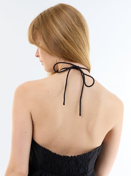 Crop top em linho misto com pérolas - Kiabi