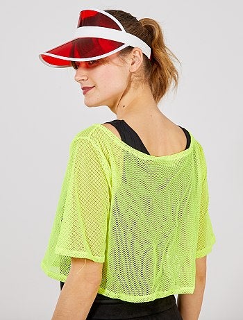 Crop top em malha de rede fluorescente - Kiabi