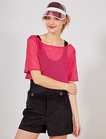 Crop top em malha de rede fluorescente - Kiabi