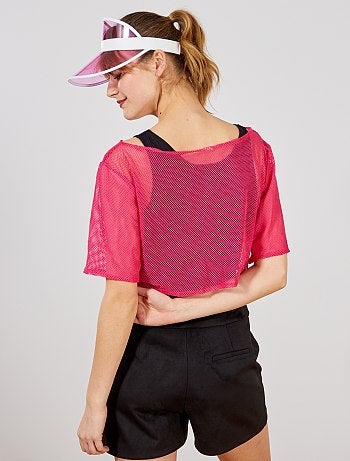Crop top em malha de rede fluorescente - Kiabi