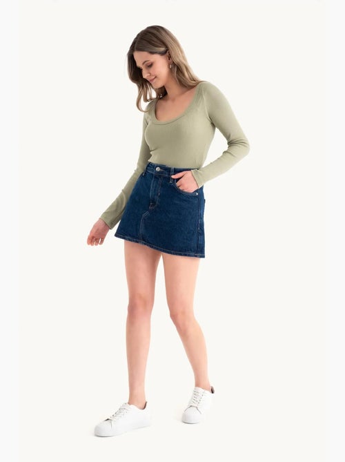 Croptop básico em algodão com manga comprida hiccup - Kiabi Croptop básico em algodão com manga comprida hiccup - Kiabi