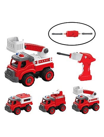 Crosslander fireman conjunto de camiões de bombeiros 3 em 1 com berbequim elétrico