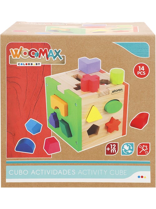 Cubo de atividades de madeira para encaixar peças WOOMAX - Kiabi Cubo de atividades de madeira para encaixar peças WOOMAX - Kiabi