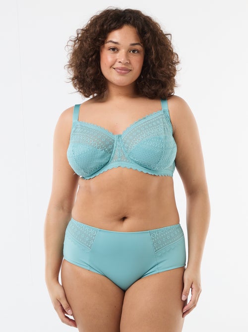 Cueca acetinada com renda - Kiabi