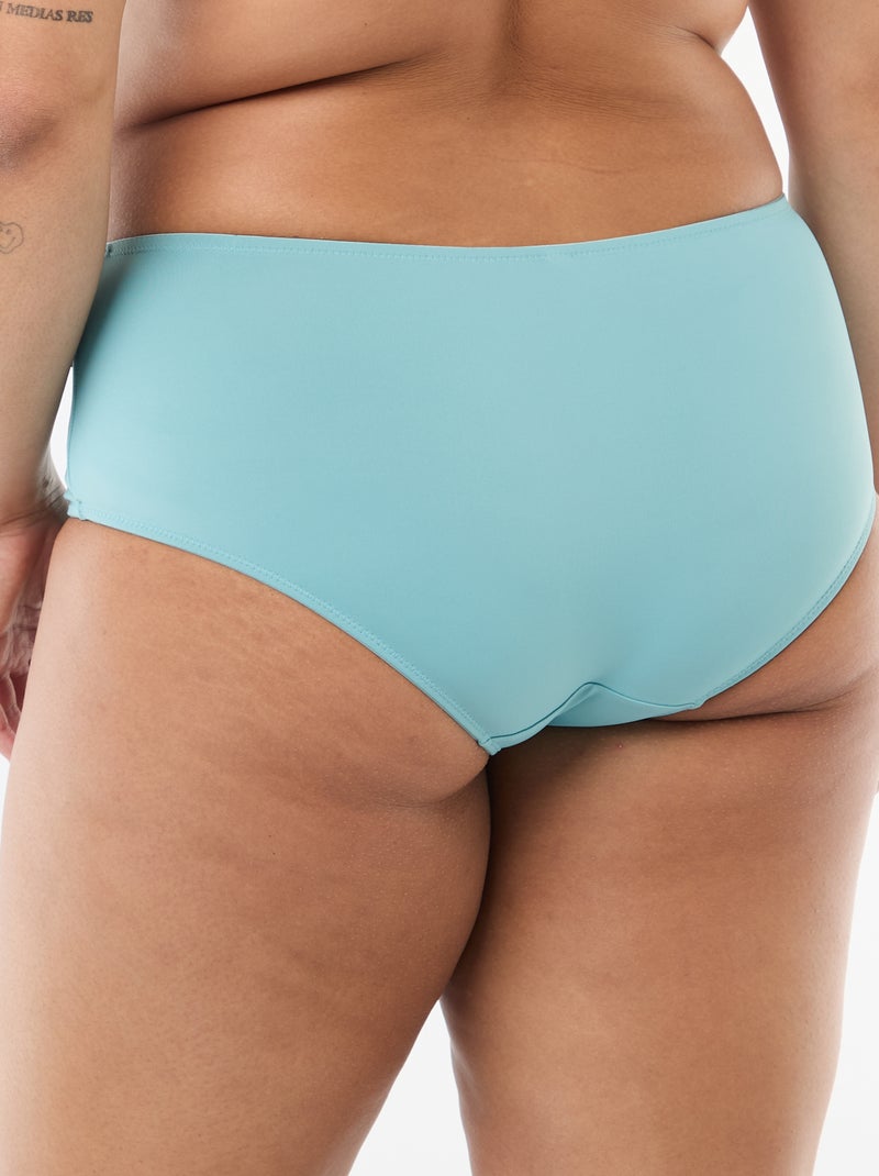 Cueca acetinada com renda Azul - Kiabi