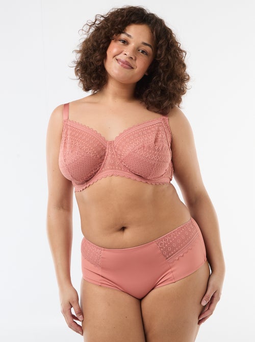 Cueca acetinada com renda - Kiabi