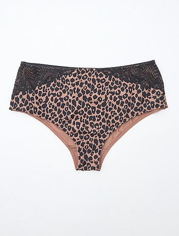 Cueca alta com estampado de leopardo