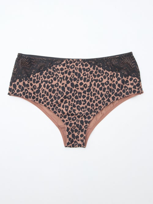 Cueca alta com estampado de leopardo - Kiabi