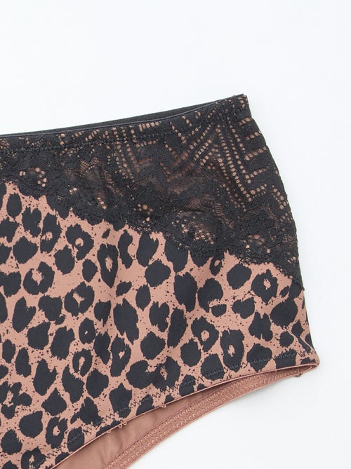 Cueca alta com estampado de leopardo - Kiabi