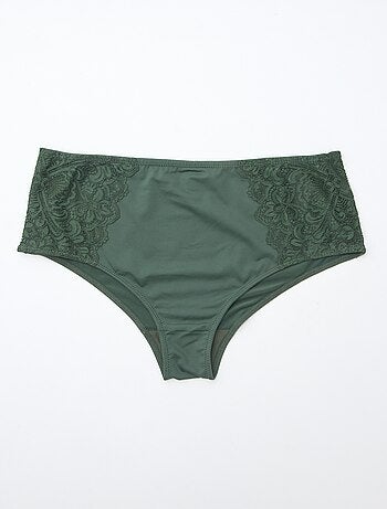Cueca alta em microfibra e renda