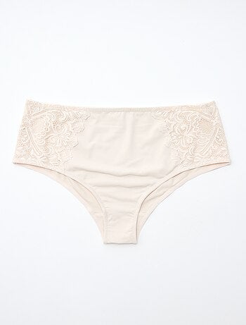 Cueca alta em microfibra e renda