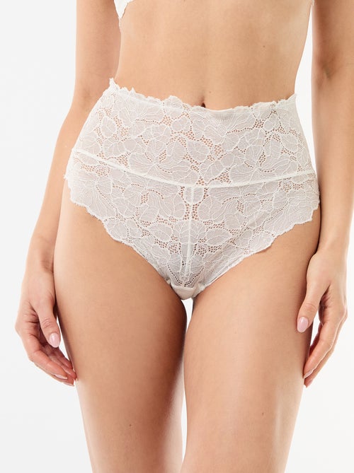 Cueca alta em renda floral - Kiabi