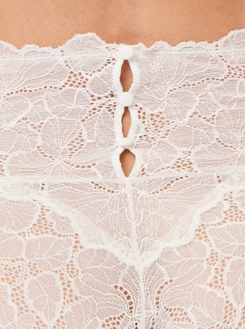 Cueca alta em renda floral - Kiabi