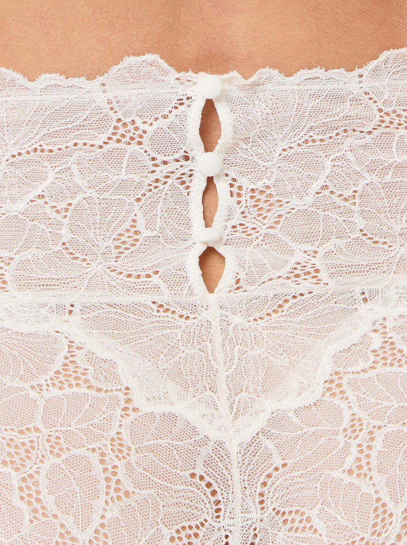 Cueca alta em renda floral Branco - Kiabi