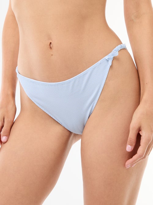 Cueca bimatéria às riscas com renda - Kiabi