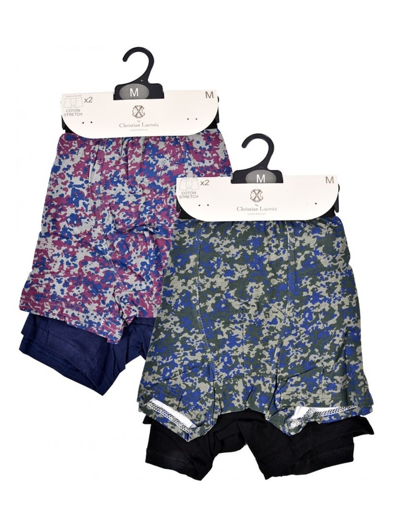 Cueca Boxer CXL by LACROIX - Pack de 4 Preto Multicolorido Azul - Kiabi