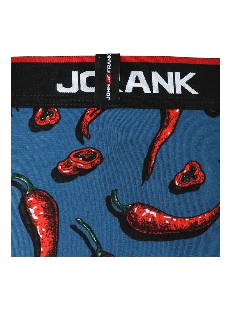 Cueca Boxer Homem JOHN FRANK Azul Vermelho - Kiabi