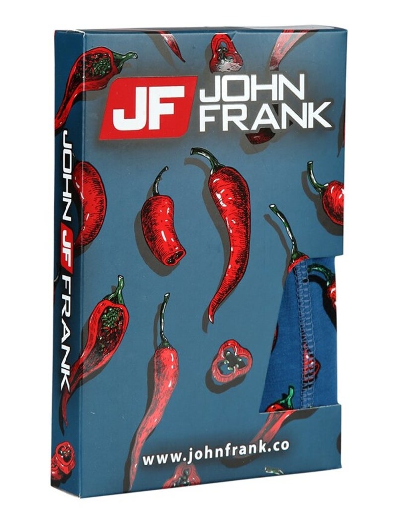 Cueca Boxer Homem JOHN FRANK Azul Vermelho - Kiabi