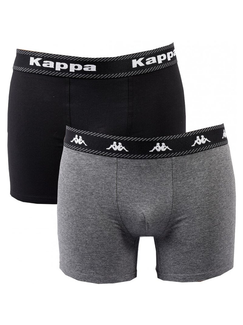 Cueca boxer homem KAPPA - Pack de 2 Preto Cinza - Kiabi