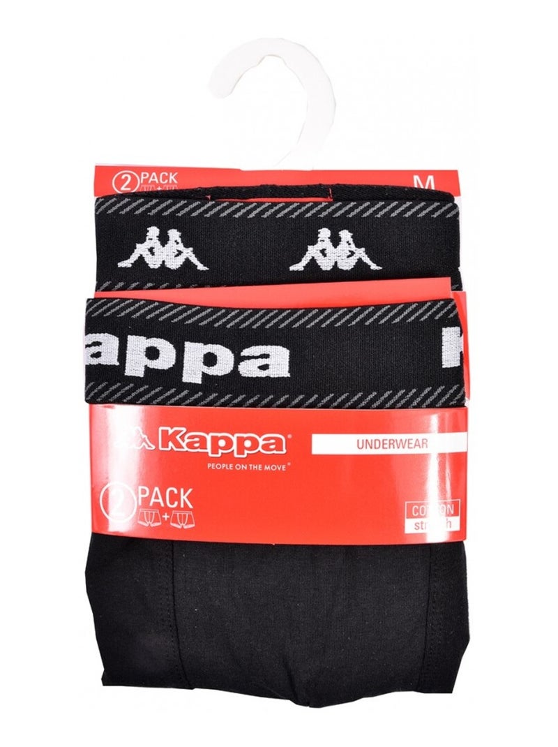 Cueca boxer homem KAPPA - Pack de 2 Preto Cinza - Kiabi